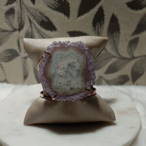 Amethyst Geode Bracelet with Gold Accents